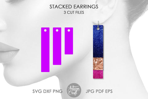 Bar earrings, SVG, Stacked earring template SVG Artisan Craft SVG 