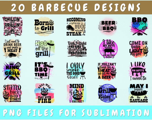 Barbecue Sublimation Designs Bundle, 20 Designs, Barbecue PNG Files For Sublimation, Grill Quotes Sublimation Files Sublimation HappyDesignStudio 