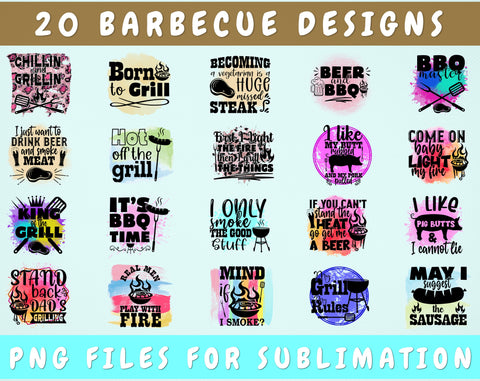 Barbecue Sublimation Designs Bundle, 20 Designs, Barbecue PNG Files For Sublimation, Grill Quotes Sublimation Files Sublimation HappyDesignStudio 