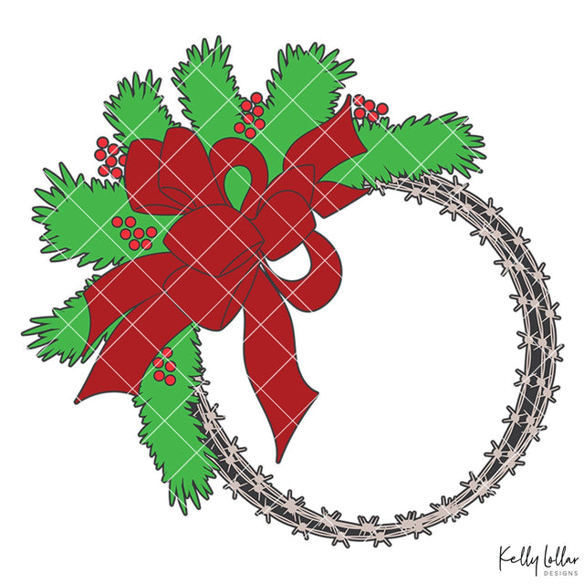 Barbed Wire Christmas Wreath SVG Kelly Lollar Designs 