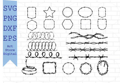 Barbed wire svg, Barbed svg, Barbed wire frame svg, Barbed wire svg, files for Cricut, Fence svg, Barbed wire border svg, Barbed wire cut Cricut SVG Artstoredigital 