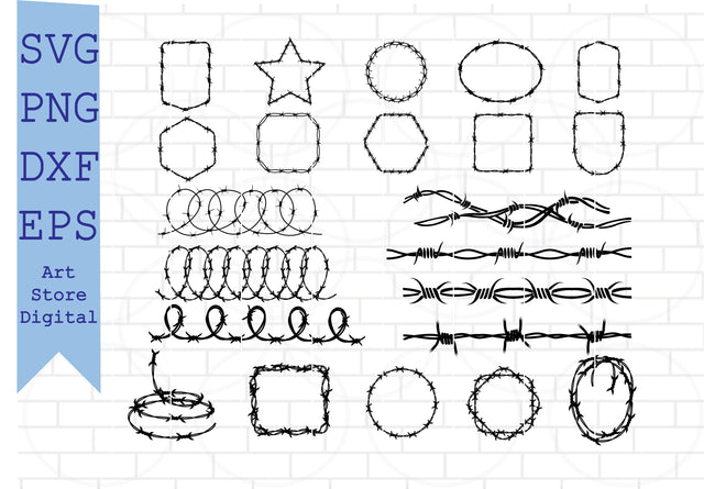 Barbed wire svg, Barbed svg, Barbed wire frame svg, Barbed wire svg, files for Cricut, Fence svg, Barbed wire border svg, Barbed wire cut Cricut SVG Artstoredigital 