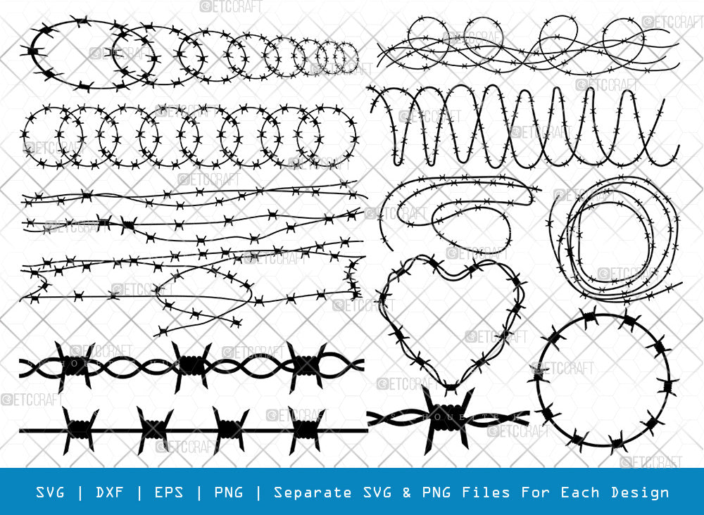 Barbed Wire SVG Cut Files, Barbed Wire Silhouette, Wire Svg, Border ...