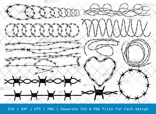 Barbed Wire SVG Cut Files, Barbed Wire Silhouette, Wire Svg, Border Wire Svg, Square Barbed Wire Svg, Barbwire Svg, Barbed Wire Bundle SVG ETC Craft 