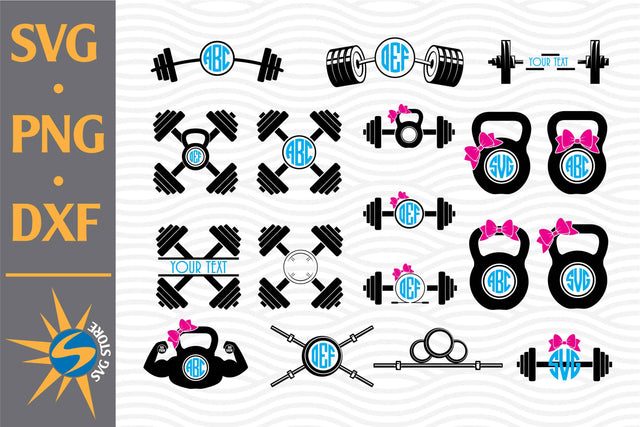Barbell Monogram SVG, PNG, DXF Digital Files Include SVG SVGStoreShop 
