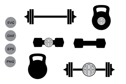 Barbell Monogram| Weight lifting SVG Cut Files SVG CosmosFineArt 