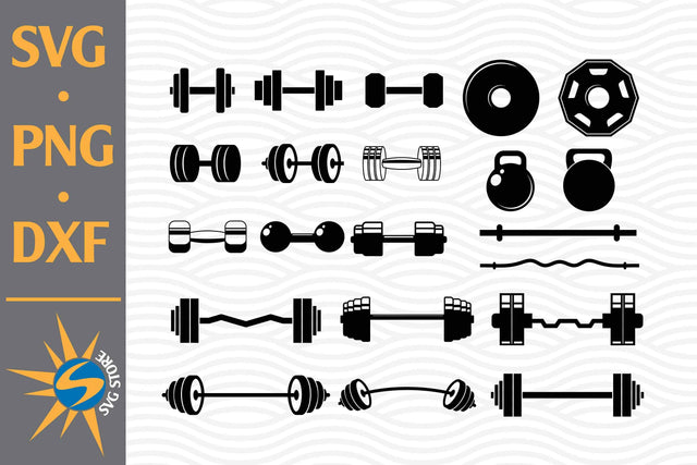 Barbell Silhouette SVG, PNG, DXF Digital Files Include SVG SVGStoreShop 