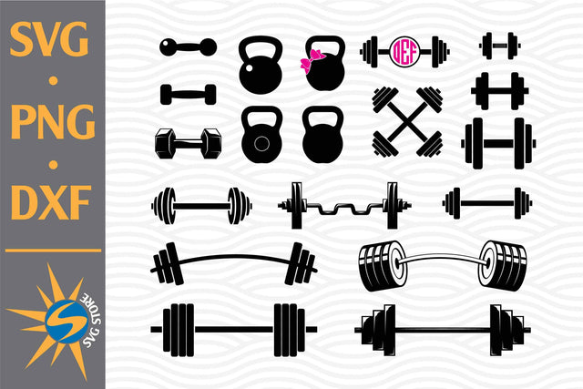Barbell Silhouette SVG, PNG, DXF Digital Files Include SVG SVGStoreShop 