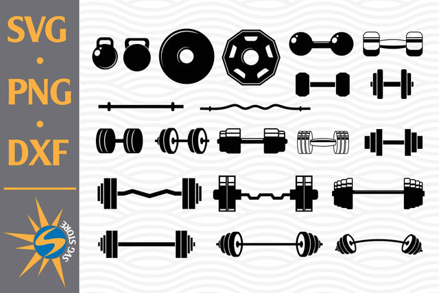 Barbell Silhouette SVG, PNG, DXF Digital Files Include SVG SVGStoreShop 