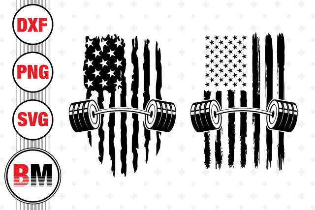 Barbell US Flag SVG, PNG, DXF Files SVG BMDesign 