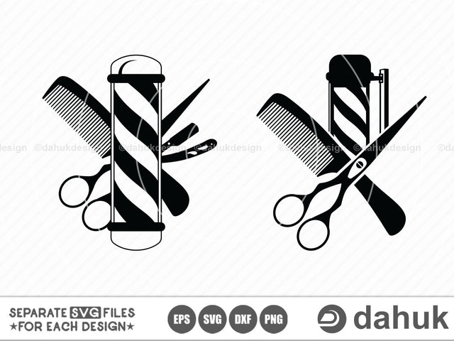 Barber Logo Vector, Barber Monogram SVG, Barber Svg, Cut file, for silhouette, svg, eps, dxf, clipart, cricut design space, vinyl cut files Active Type a message SVG dahukdesign 