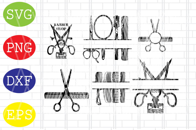 Barber Monogram Frame SVG Bundle, Hairdresser Monogram, Hairstylist Monogram Frame, Hair Stylist Split Frame, Hairdresser Svg SVG DigitalSvgFiles 