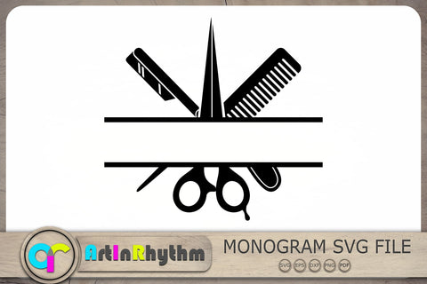 Barber Tool Split Monogram Svg, Barber Tools Svg, Hairdresser Svg, Salon Svg SVG Artinrhythm shop 