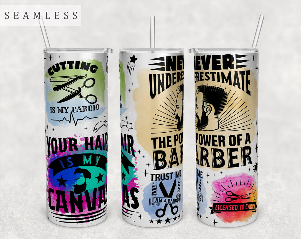 Barber Tumbler Wrap, 20 Oz Skinny Tumbler Sublimation Design, Seamless ...