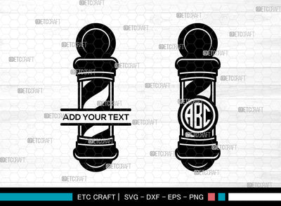 Barbers Pole Monogram SVG, Barber Light Svg, Barber Pole Svg, Hairdresser Svg, Split Monogram Svg, Barbershop Salon Svg, Barbers Pole Svg SVG ETC Craft 