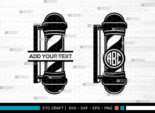 Barbers Pole Monogram SVG, Barber Light Svg, Barber Pole Svg, Hairdresser Svg, Split Monogram Svg, Barbershop Salon Svg, Barbers Pole Svg SVG ETC Craft 