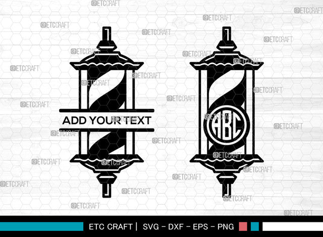 Barbers Pole Monogram SVG, Barber Light Svg, Barber Pole Svg, Hairdresser Svg, Split Monogram Svg, Barbershop Salon Svg, Barbers Pole Svg SVG ETC Craft 