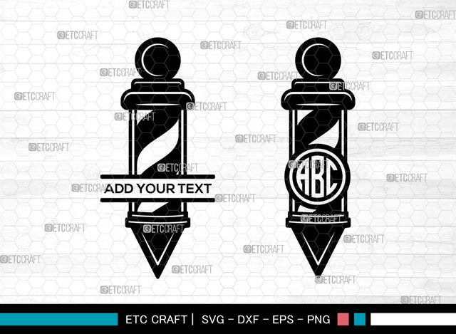 Barbers Pole Monogram SVG, Barber Light Svg, Barber Pole Svg, Hairdresser Svg, Split Monogram Svg, Barbershop Salon Svg, Barbers Pole Svg SVG ETC Craft 