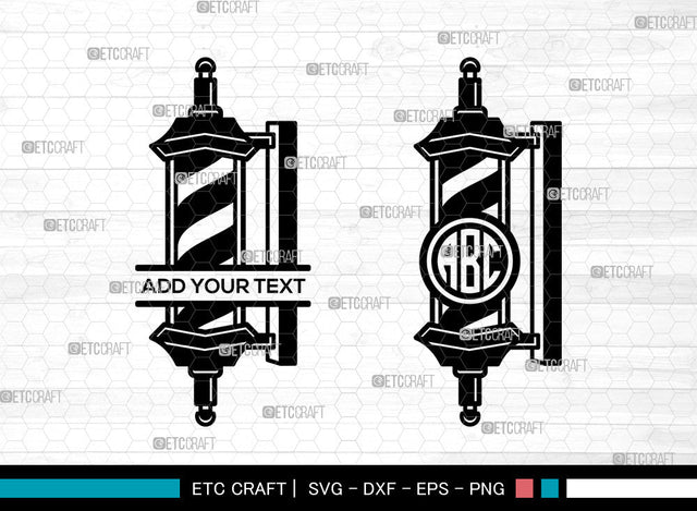 Barbers Pole Monogram SVG, Barber Light Svg, Barber Pole Svg, Hairdresser Svg, Split Monogram Svg, Barbershop Salon Svg, Barbers Pole Svg SVG ETC Craft 