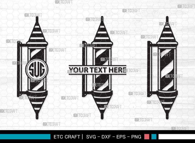 Barbers Pole Monogram SVG | Barber Svg | Barbershop Svg | Barber Light Svg | Salon Svg | Barbers Pole Monogram SVG ETC Craft 