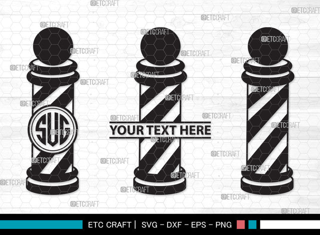 Barbers Pole Monogram SVG | Barber Svg | Barbershop Svg | Barber Light Svg | Salon Svg | Barbers Pole Monogram SVG ETC Craft 