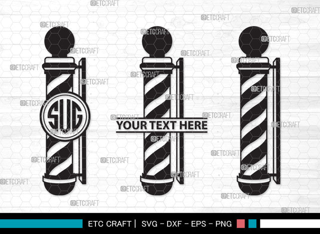 Barbers Pole Monogram SVG | Barber Svg | Barbershop Svg | Barber Light Svg | Salon Svg | Barbers Pole Monogram SVG ETC Craft 