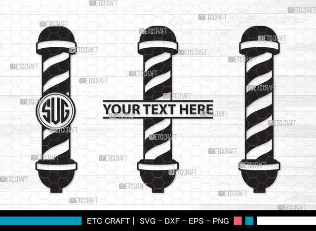 Barbers Pole Monogram SVG | Barber Svg | Barbershop Svg | Barber Light Svg | Salon Svg | Barbers Pole Monogram SVG ETC Craft 