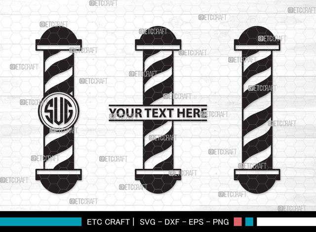 Barbers Pole Monogram SVG | Barber Svg | Barbershop Svg | Barber Light Svg | Salon Svg | Barbers Pole Monogram SVG ETC Craft 