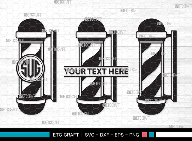 Barbers Pole Monogram SVG | Barber Svg | Barbershop Svg | Barber Light Svg | Salon Svg | Barbers Pole Monogram SVG ETC Craft 
