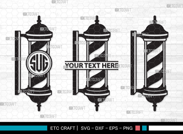Barbers Pole Monogram SVG | Barber Svg | Barbershop Svg | Barber Light Svg | Salon Svg | Barbers Pole Monogram SVG ETC Craft 