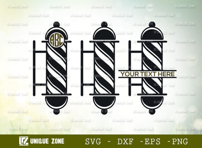 Barbers Pole Monogram SVG Cut File, Barber Light Svg, Hairdresser Svg, Barbershop Salon Svg, Barber Pole Icon Svg, Hair Svg, Barbering Svg, SVG Unique Zone 