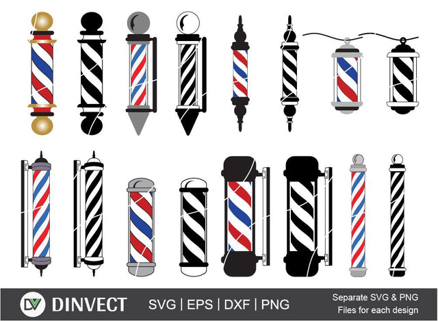Barber’s Pole SVG, Barber Clipart, Barber’s Pole SVG bundle, Hairdresser Silhouette, Barbershop SVG SVG Dinvect 