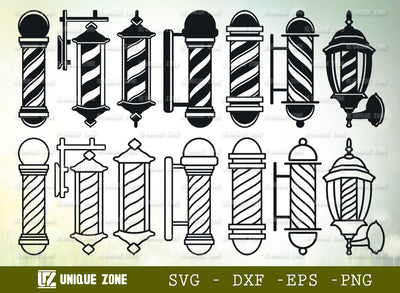 Barbers Pole SVG Bundle | Barber Light Svg | Hairdresser Svg | Barbershop Salon Svg | Barber Pole Icon Svg | Hair Svg | Barbering Svg SVG Unique Zone 