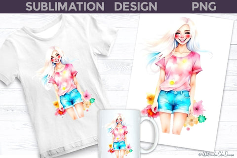 Barbie Girl Sublimation Designs | Barbie Style Sublimation Sublimation WatercolorColorDream 