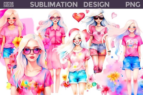Barbie Girl Sublimation Designs | Barbie Style Sublimation Sublimation WatercolorColorDream 
