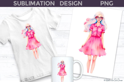 Barbie Girl Sublimation Designs | Barbie Style Sublimation Sublimation WatercolorColorDream 