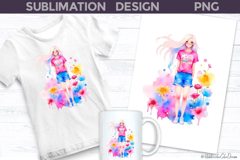 Barbie Girl Sublimation Designs | Barbie Style Sublimation Sublimation WatercolorColorDream 