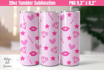 Barbie Style 20 OZ Skinny Tumbler Sublimation Sublimation Helga Art 
