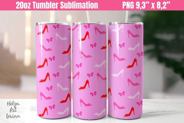 Barbie Style 20 OZ Skinny Tumbler Sublimation Sublimation Helga Art 
