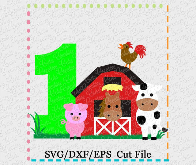 Barn 1st Birthday Cut File Creative Appliques 