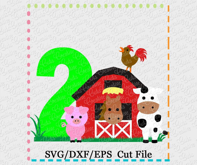 Barn Farm 2nd Birthday Cut File Creative Appliques 