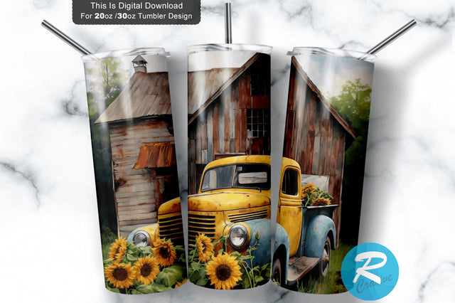 Barn Farm Truck 20 oz / 30 oz Skinny Tumbler Sublimation Regulrcrative 