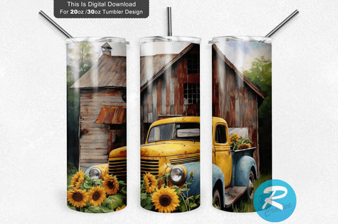 Barn Farm Truck 20 oz / 30 oz Skinny Tumbler Sublimation Regulrcrative 