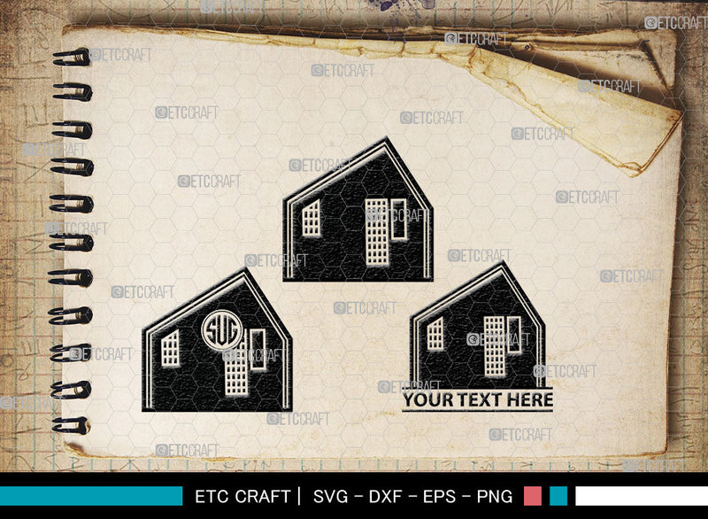 Barn House Monogram, Barn House Silhouette, Barn House SVG, Farm Barn ...