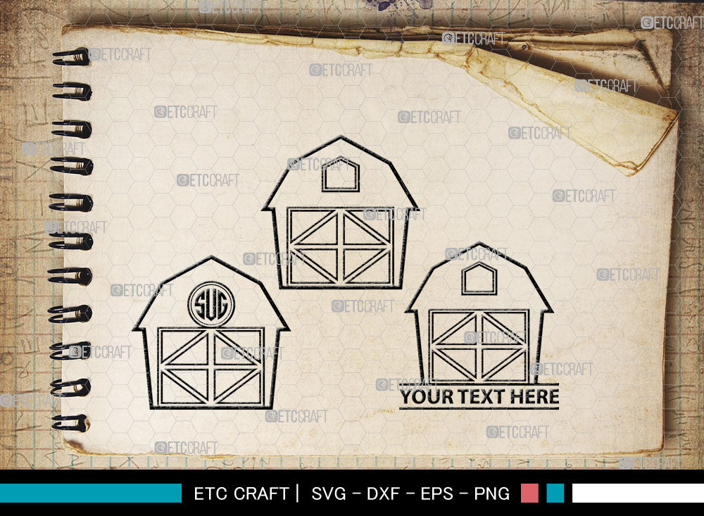 Barn House Monogram, Barn House Silhouette, Barn House SVG, Farm Barn ...