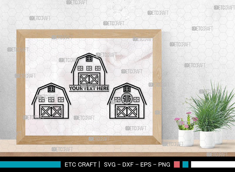 Barn House Monogram, Barn House Silhouette, Barn House SVG, Farm Barn ...