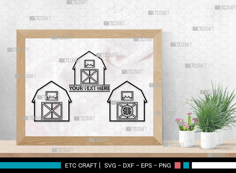 Barn House Monogram, Barn House Silhouette, Barn House SVG, Farm Barn ...