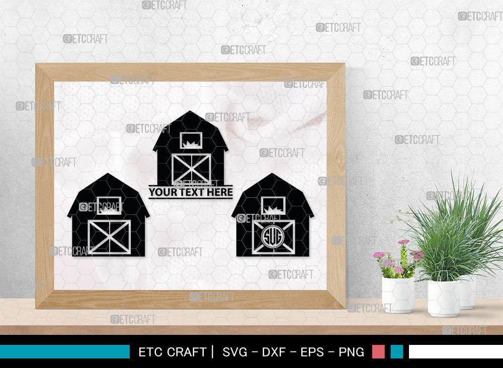 Barn House Monogram, Barn House Silhouette, Barn House SVG, Farm Barn ...