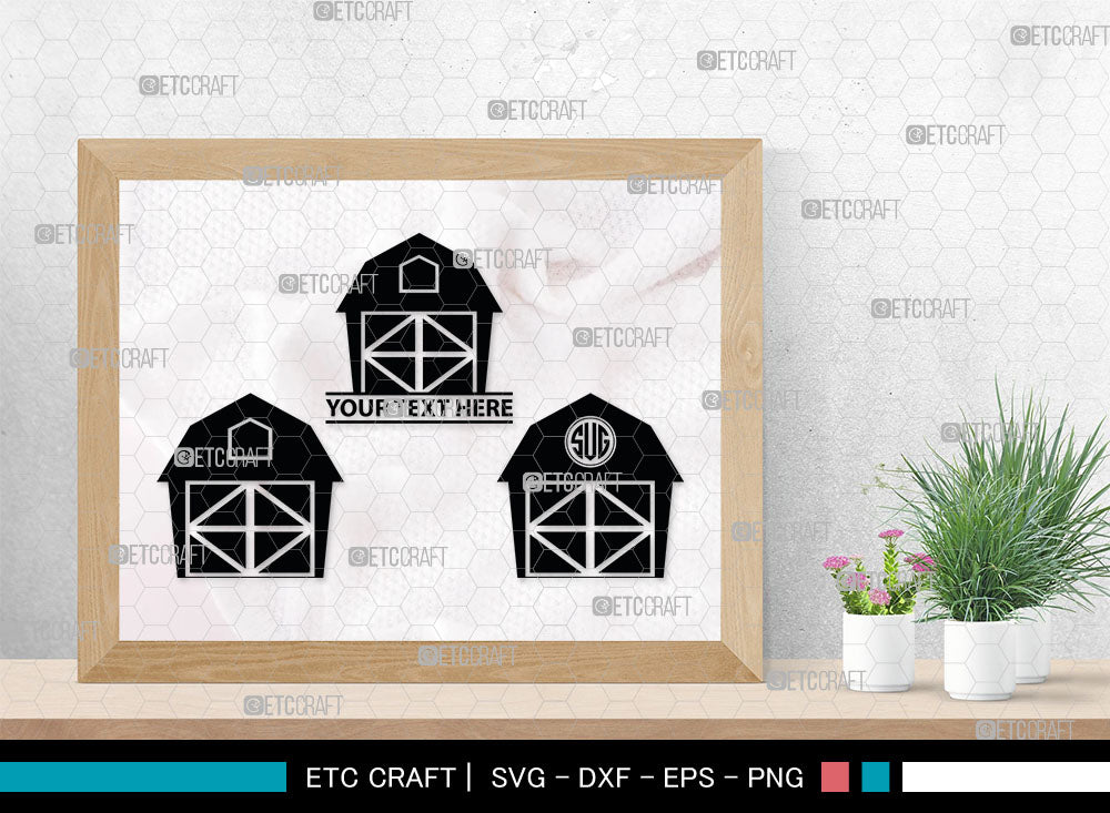 Barn House Monogram, Barn House Silhouette, Barn House SVG, Farm Barn ...