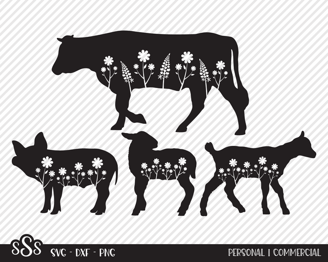 Barnyard Livestock Flowers Bundle | Country SVG SVG Texas Southern Cuts 